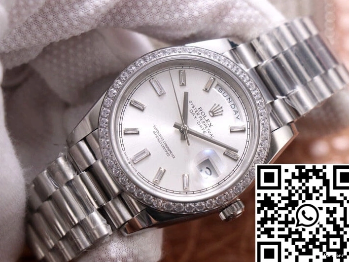 M228349RBR-0001 Diamond Rolex EW Factory Day-Date Silver Dial 0308